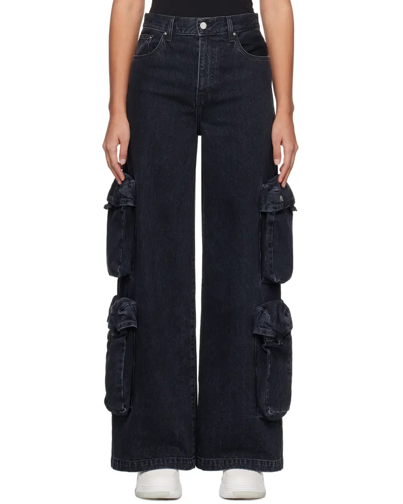 Amiri Black Baggy Cargo Jeans Faded