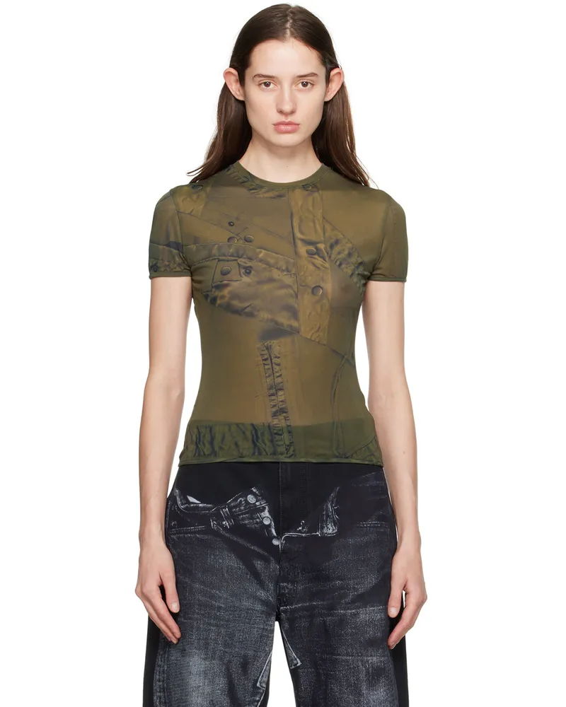 Blumarine Green Printed T-Shirt T5699