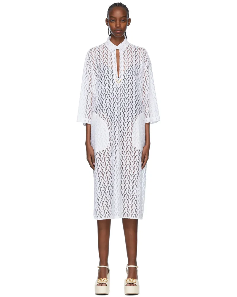 Valentino Garavani White Viscose Midi Dress 001