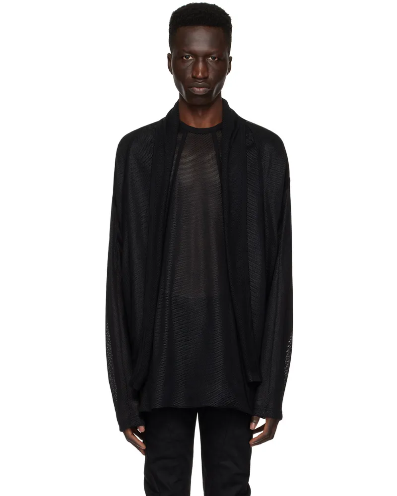 Julius Black Drape Neck Cardigan Black