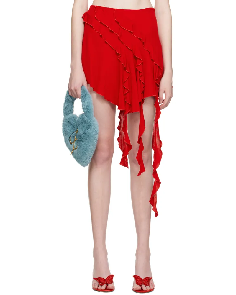 Blumarine Red Ruffle Miniskirt N0313