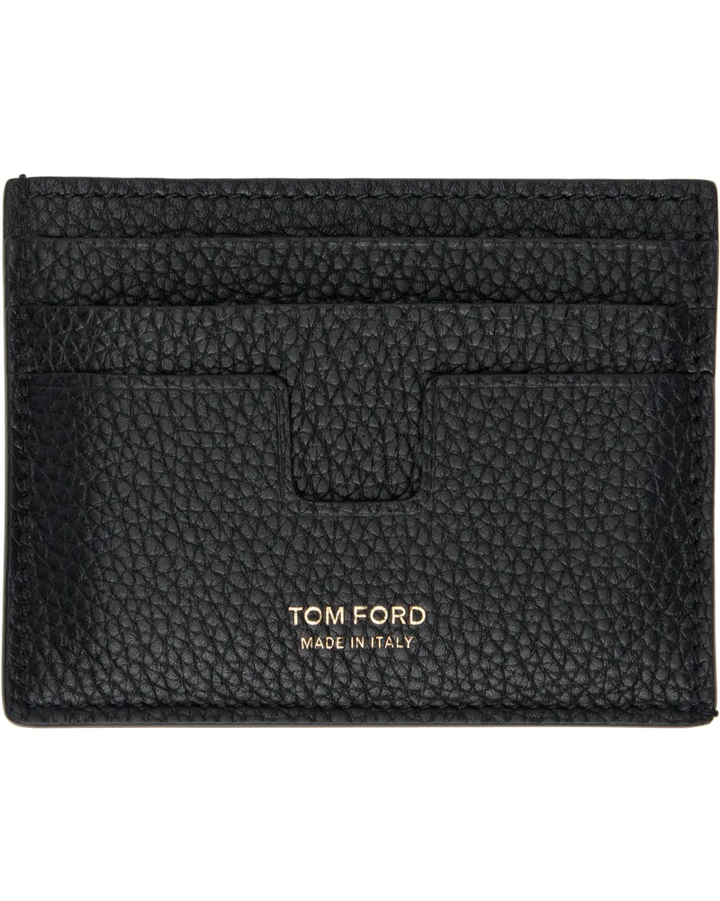 Tom Ford Black Grain Leather Classic Card Holder Black