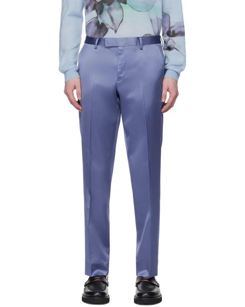 Paul Smith Blue Straight-Leg Trousers 40