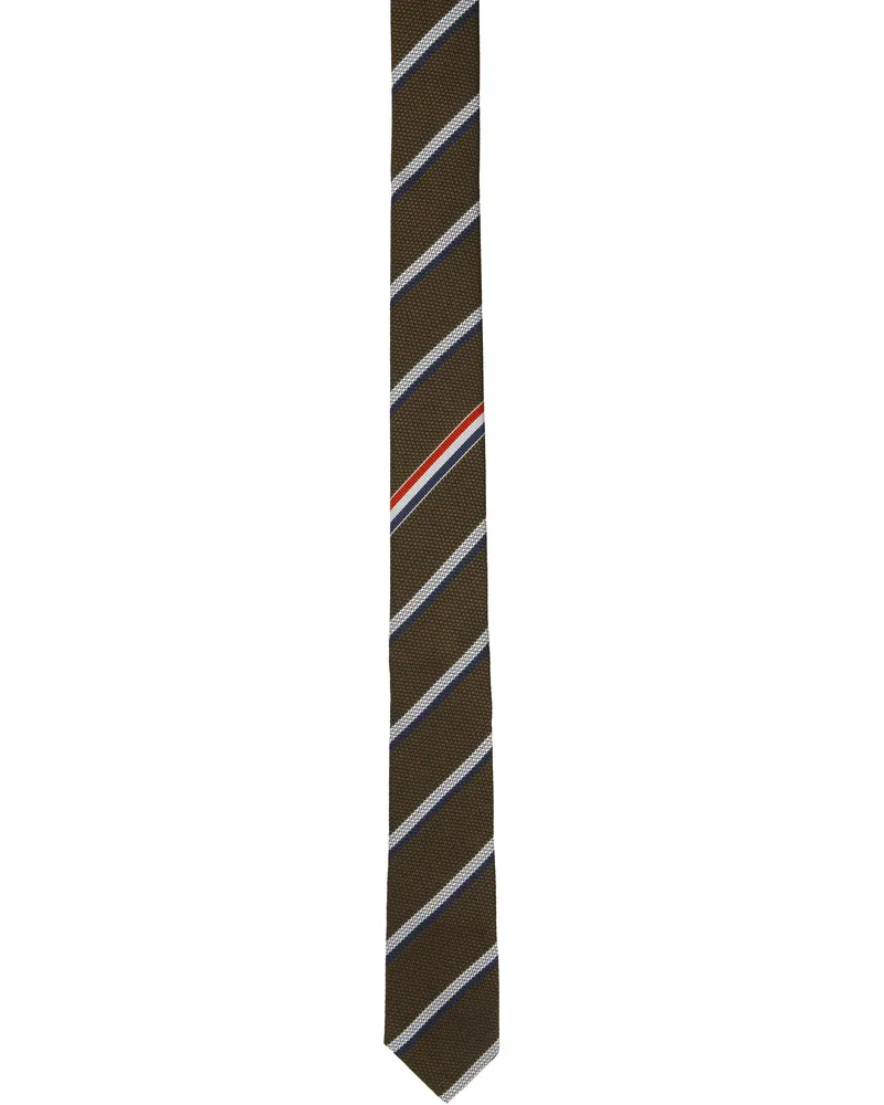 Thom Browne Brown Classic Shadow Stripe Pique Weave Tie 210brown