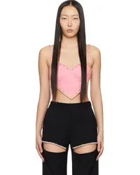 Area Pink Crystal Trim Heart Tank Top Powder