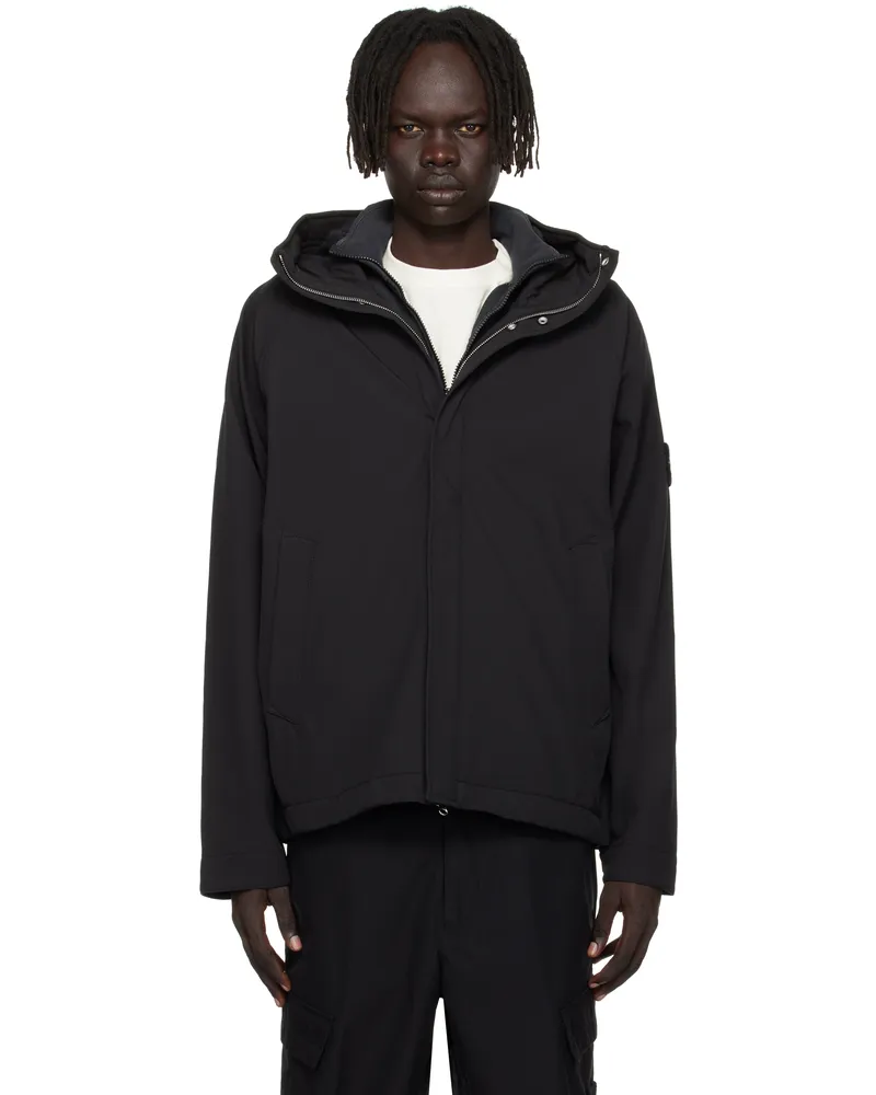 Stone Island Black Q100010 Soft Shell-R E.Dye Jacket V0029