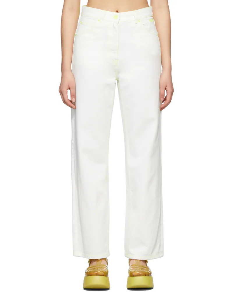 MSGM White Fluo Stitch Jeans 02