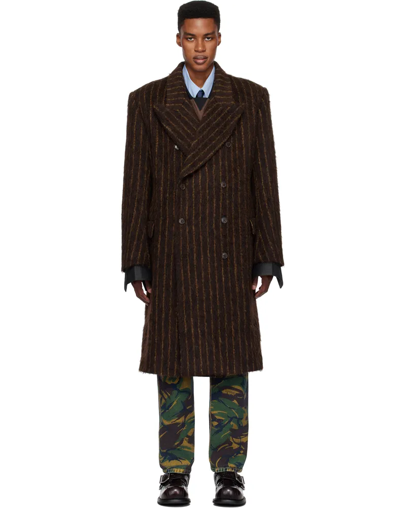 Martine Rose Brown Double Breasted Shirt Coat Brown-gold