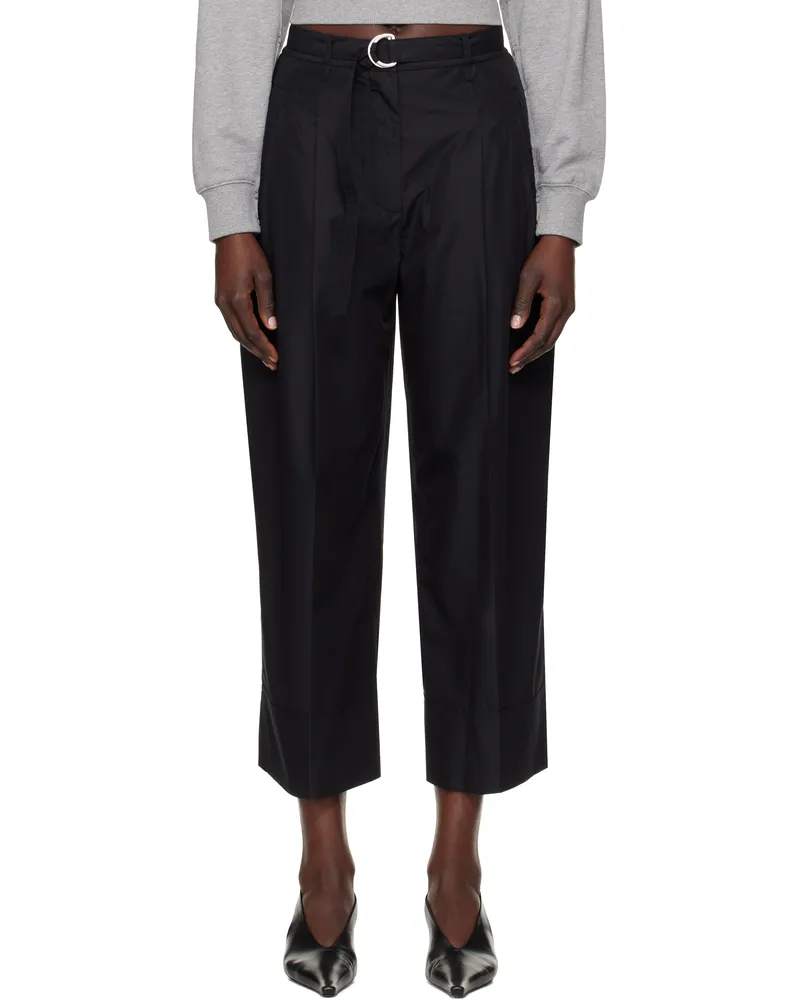 3.1 phillip lim Black Double Pleat Wide Cropped Trousers Black