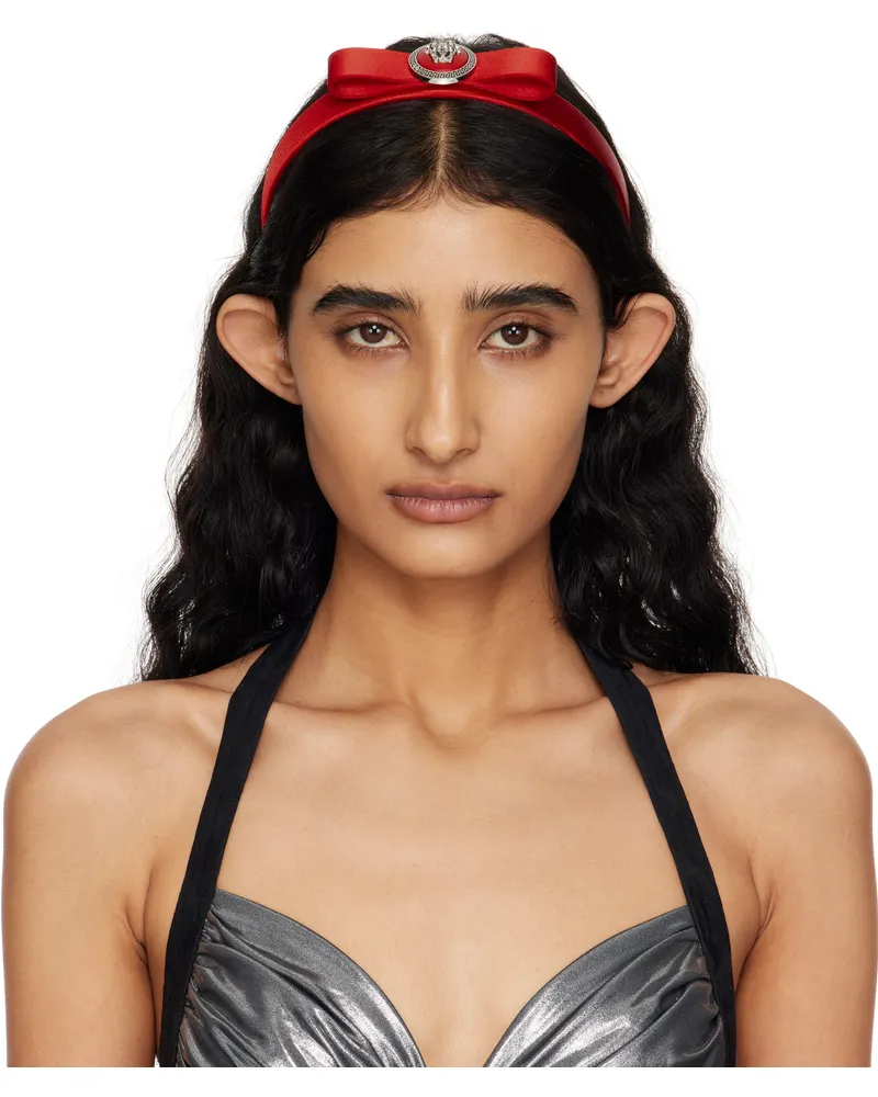 Versace Red Gianni Ribbon Headband 1rb3p-lipstick