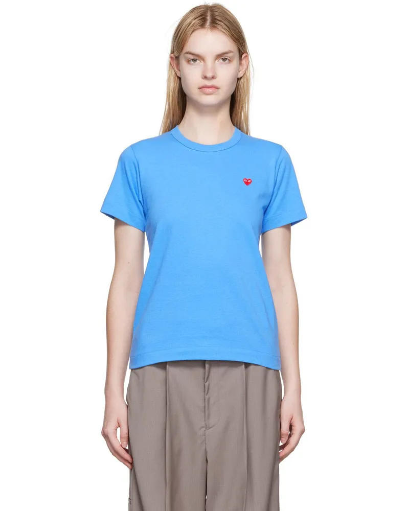 Comme des Garçons Blue Small Heart T-Shirt Blue