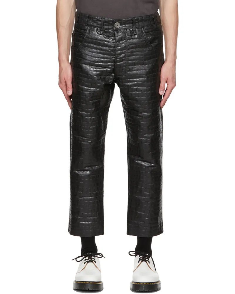 Song For The Mute Black Matelassé Faux-Leather Pants Black