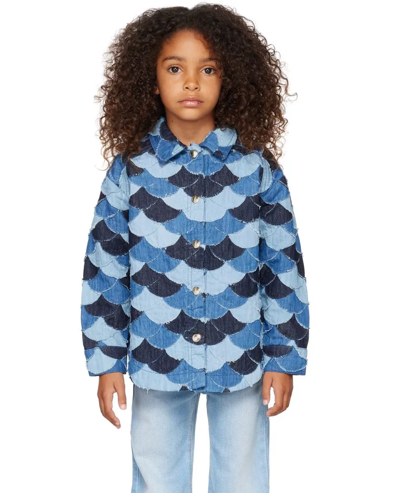 Chloé Kids Blue Patchwork Denim Jacket Z10