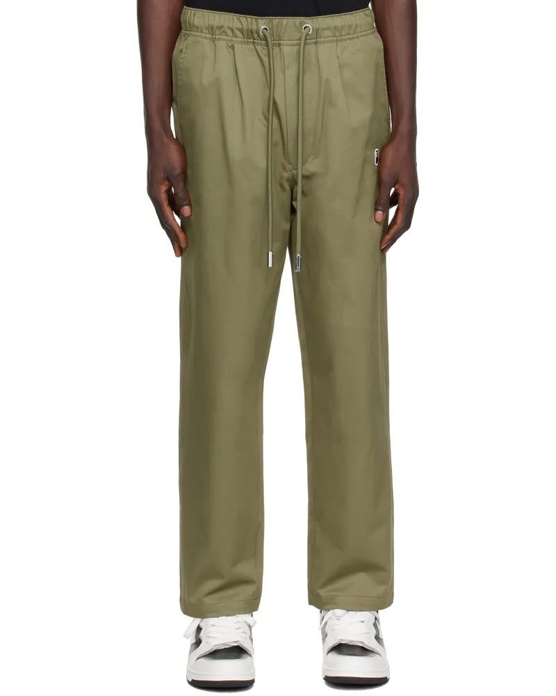 BAPE Khaki Ape Head One Point Chef Trousers Olive