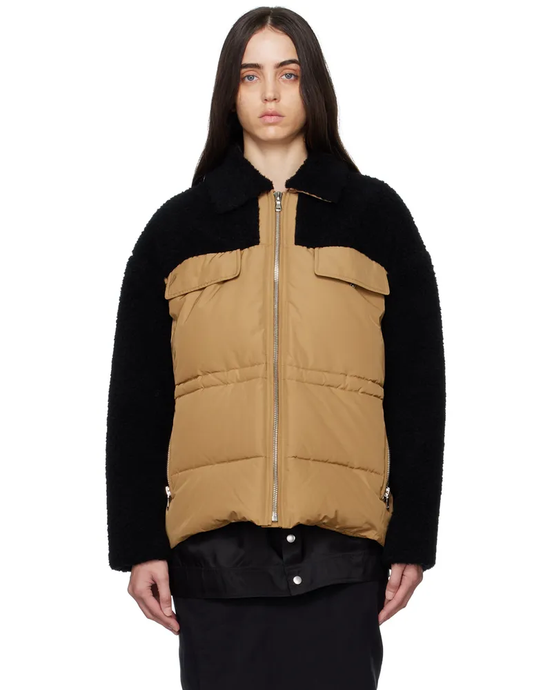 Yves Salomon Brown & Black Paneled Jacket A0510