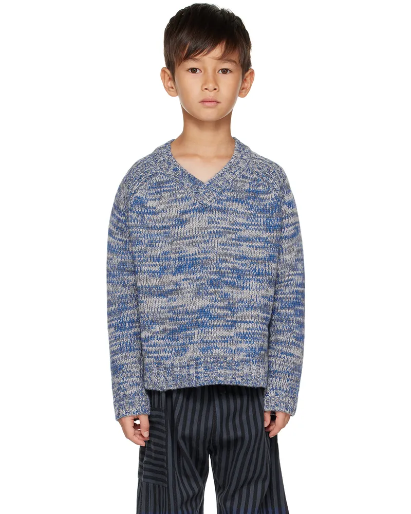 Caramel Baby & Child Kids Blue & Gray Mulu Sweater Blue