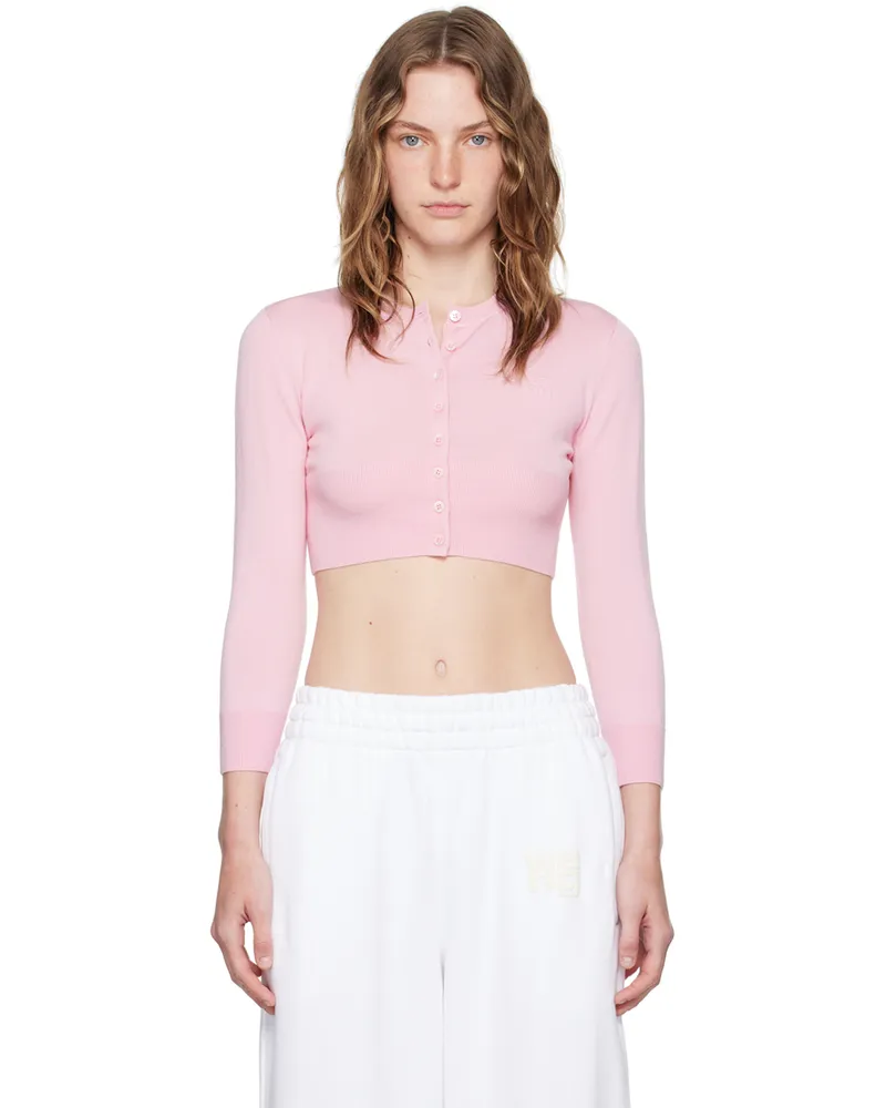 Alexander Wang Pink Embossed Logo Cardigan Pink