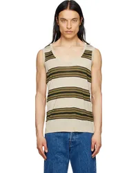 Dries van Noten Beige Striped Tank Top Vanille