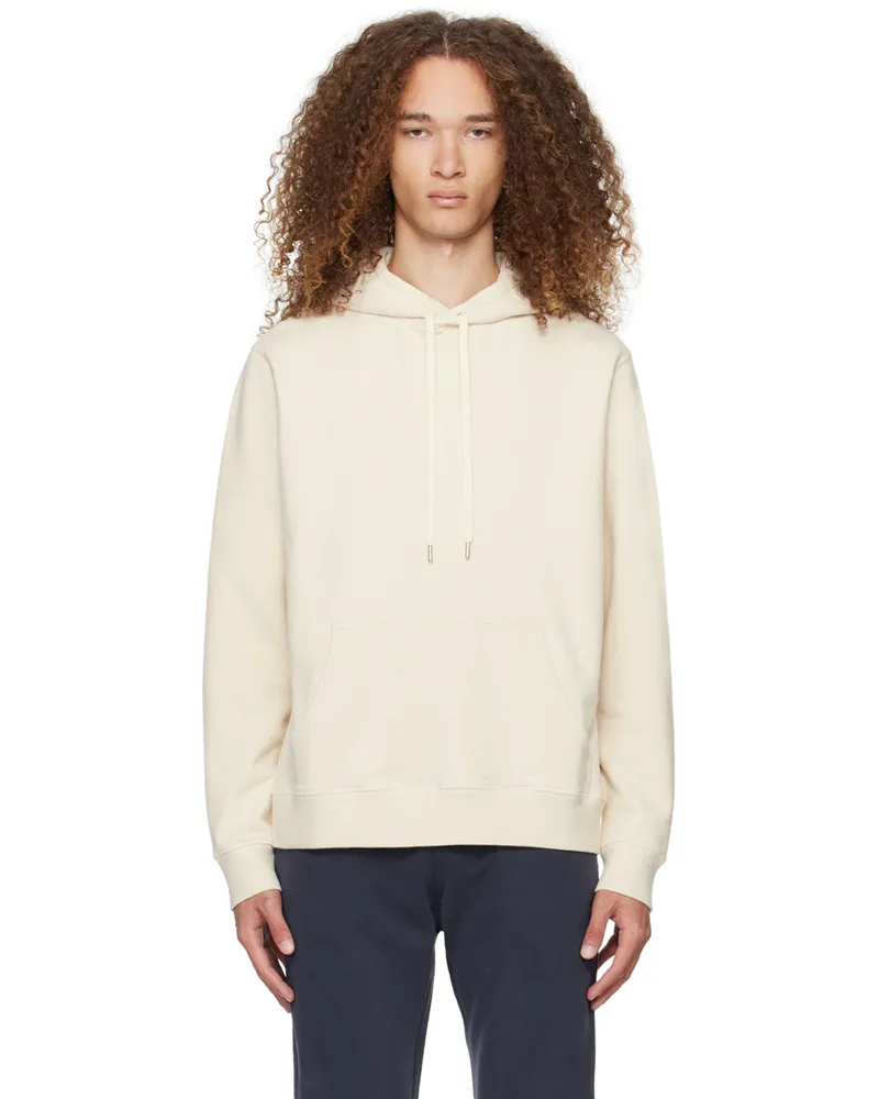 Sunspel Off-White Drawstring Hoodie Undyed
