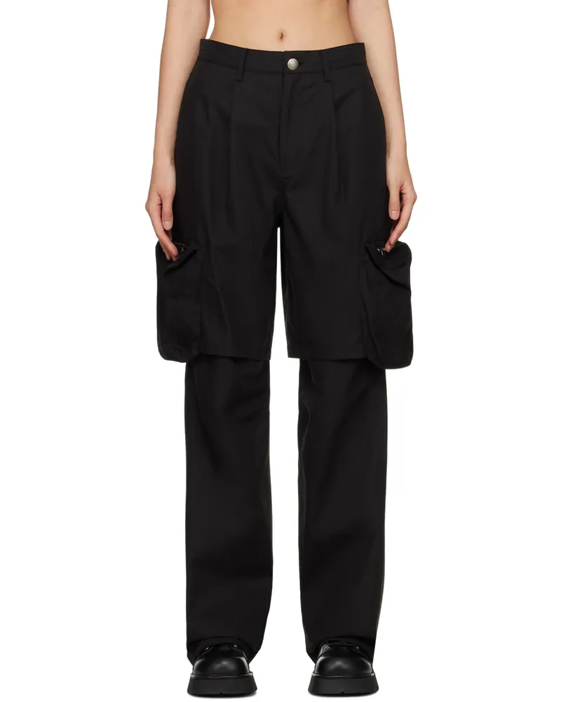 lesugiatelier Black Layered Cargo Pants Black