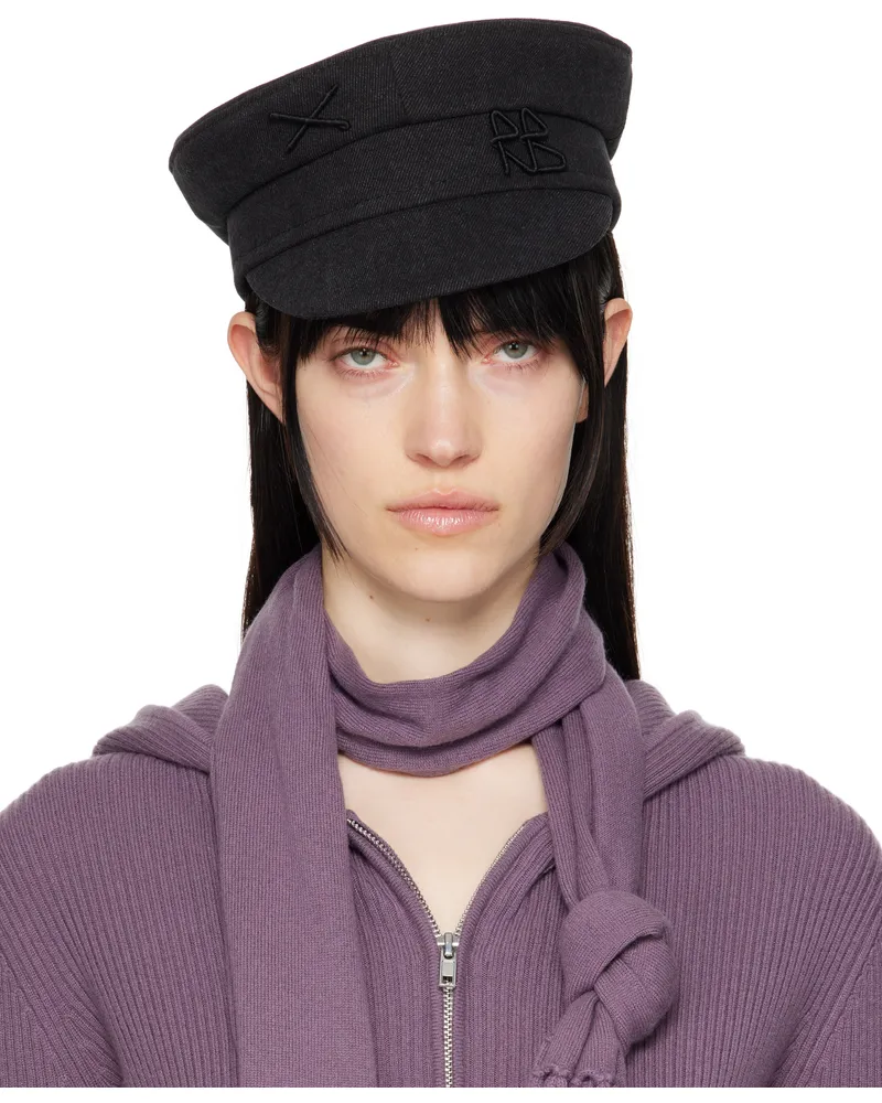RUSLAN BAGINSKIY Black Denim Baker Boy Cap Black