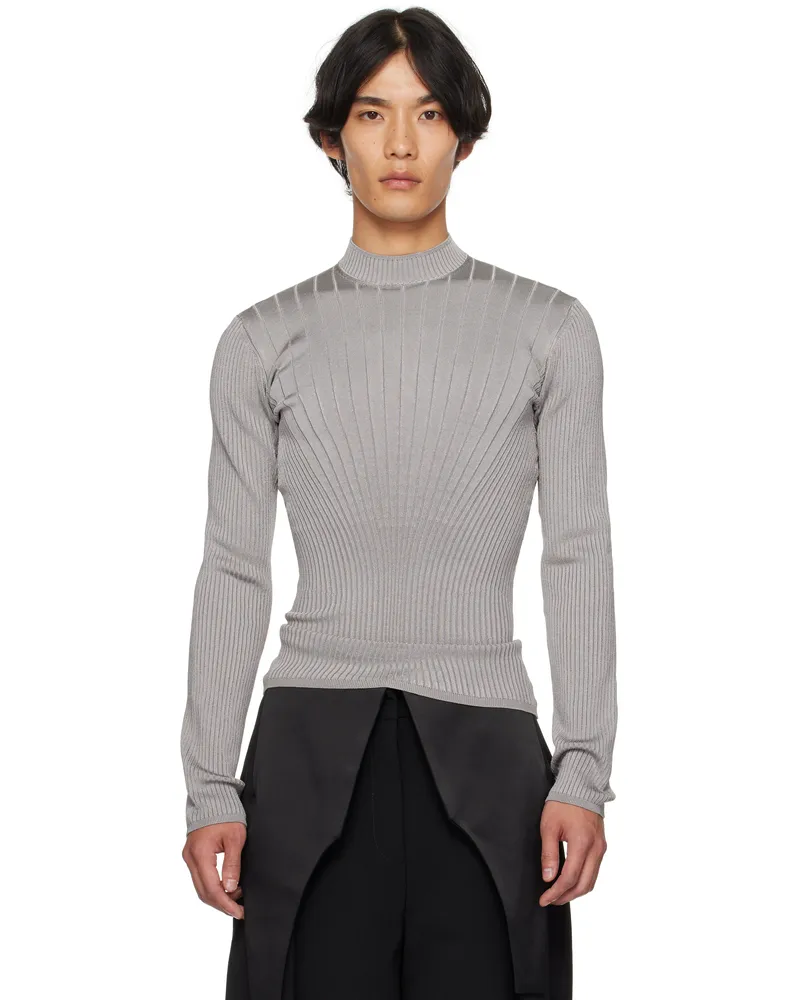 Thierry Mugler Gray Sculpting Knit Sweater Grey