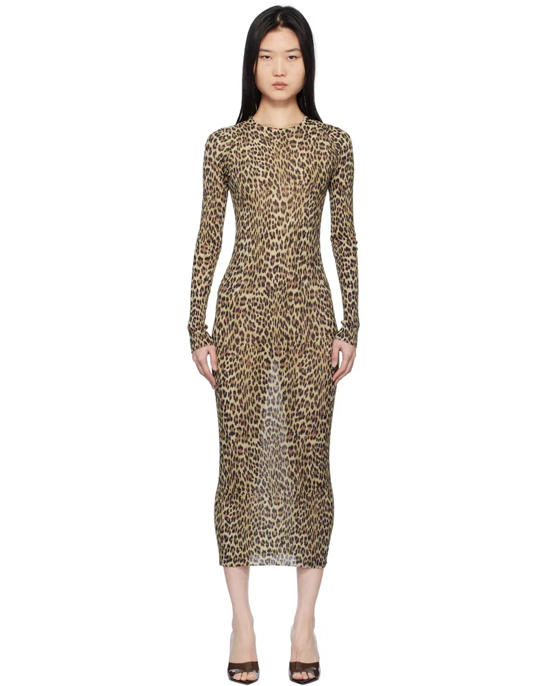 Blumarine Beige Leopard Maxi Dress M8159