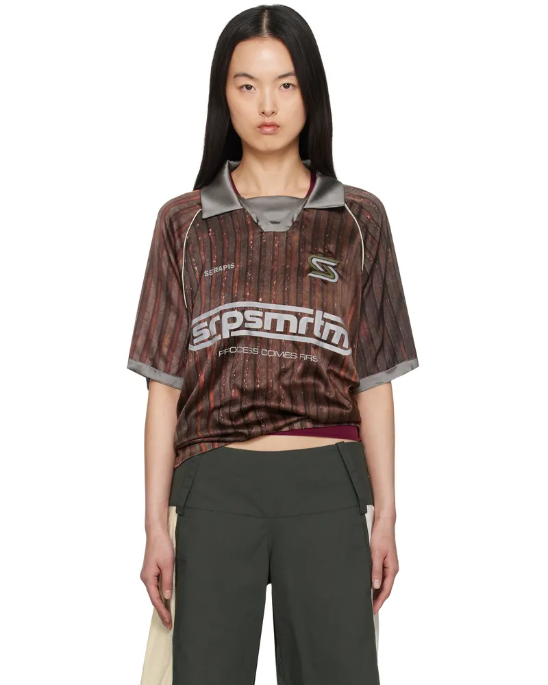SERAPIS Burgundy & Yellow Aub Stripes Polo Print