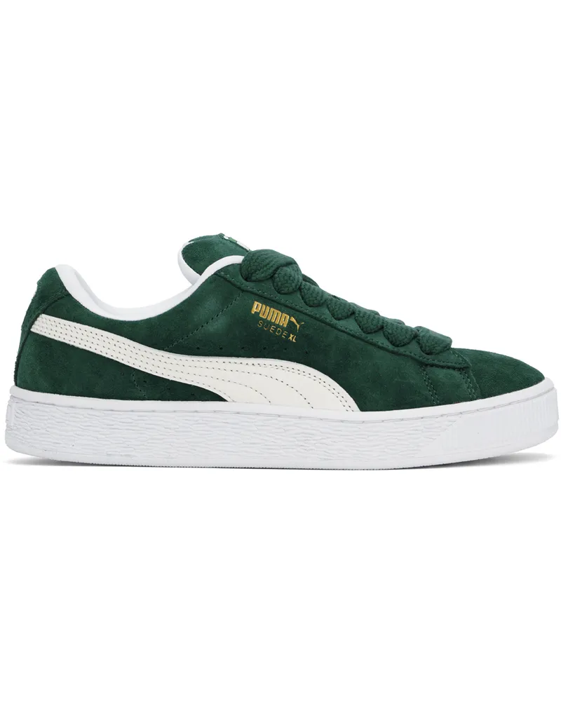 Puma Green & White Suede XL Sneakers Dark