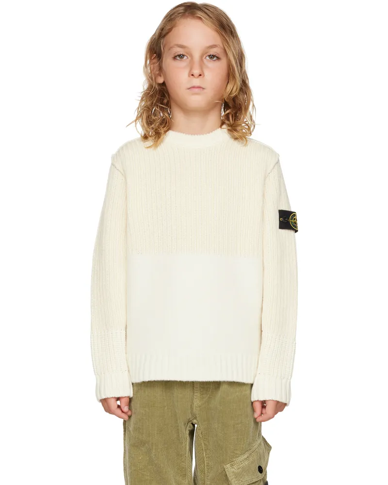 Stone Island Kids Off-White Wool Sweater V0097