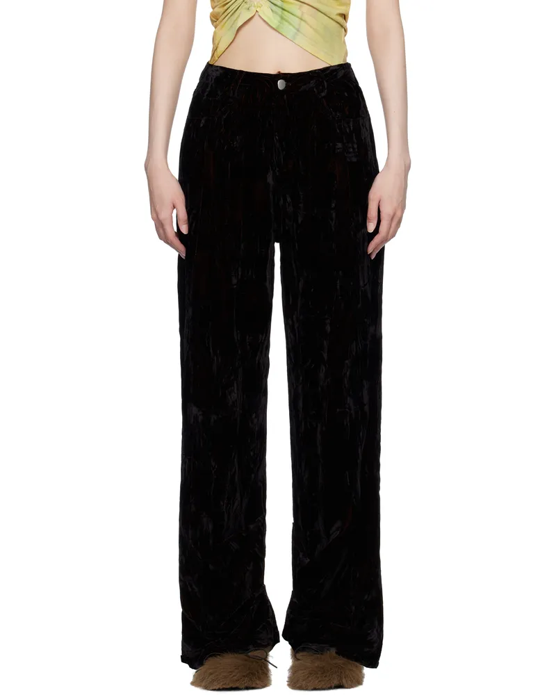 Collina Strada Black Velvet Dante Trousers Black
