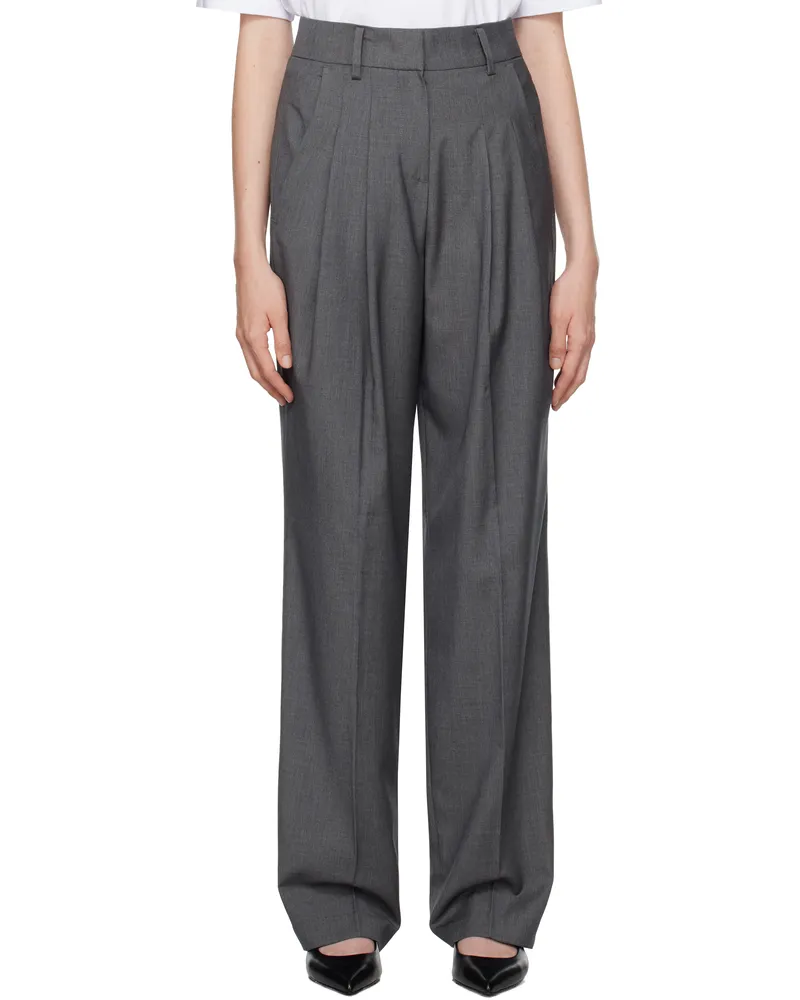 FRANKIE Shop Gray Gelso Pleated Trousers Dark