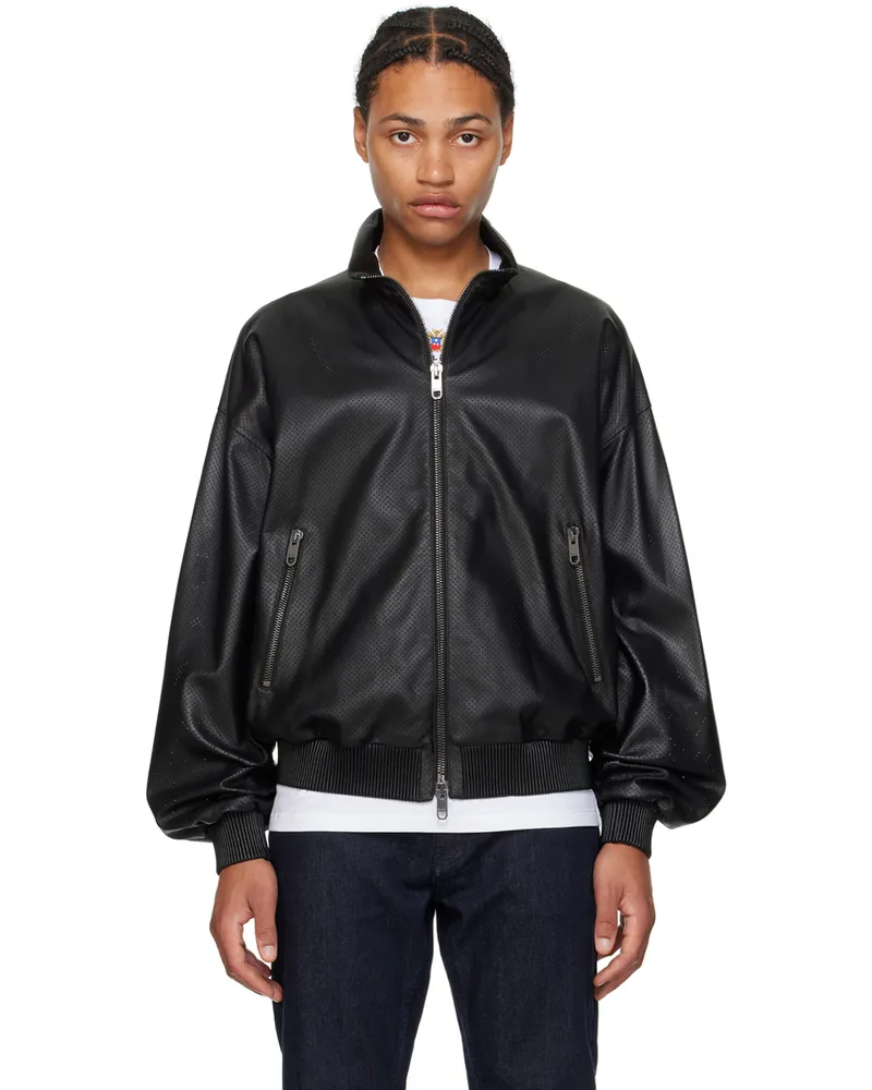 Bally Black Adrien Brody Edition Lightweight Leather Jacket Black