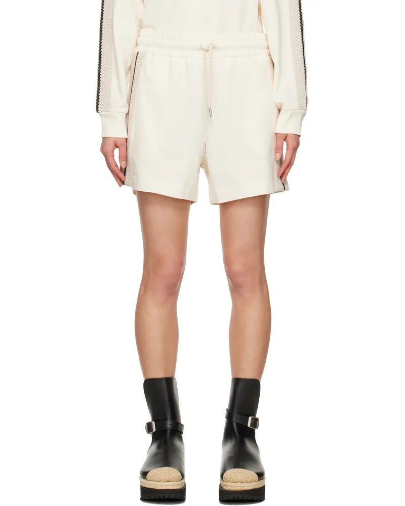 Moncler Off-White Striped Trim Shorts 034