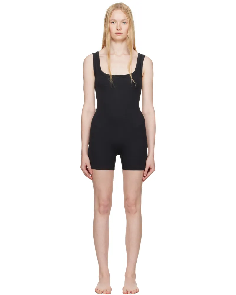 SKIMS Black Cotton Rib Onesie Romper Soot