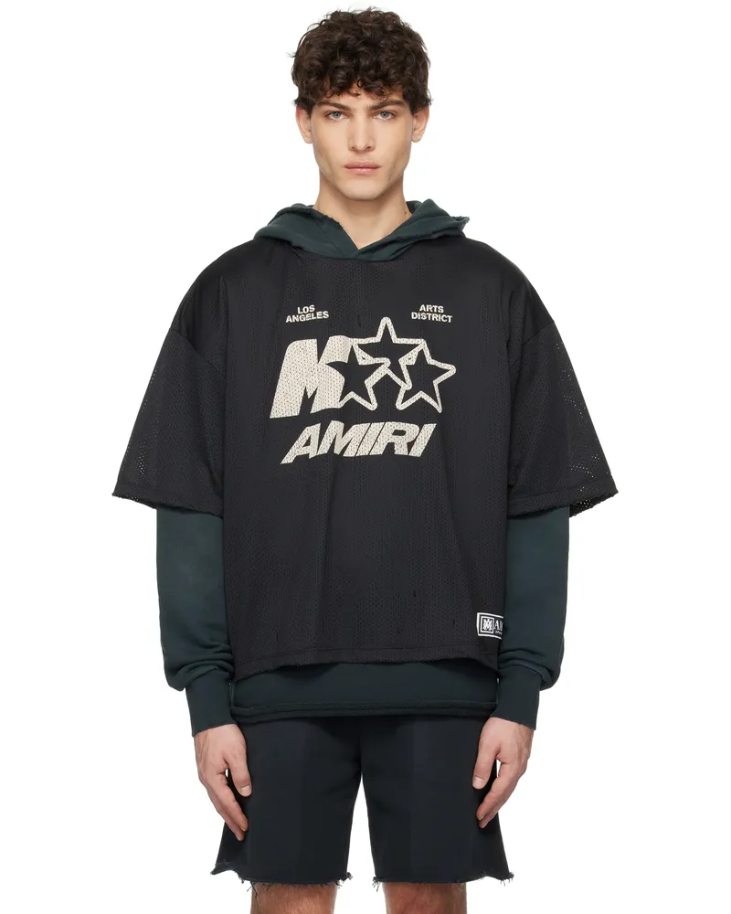Amiri Black MA Star Mesh Hoodie Black