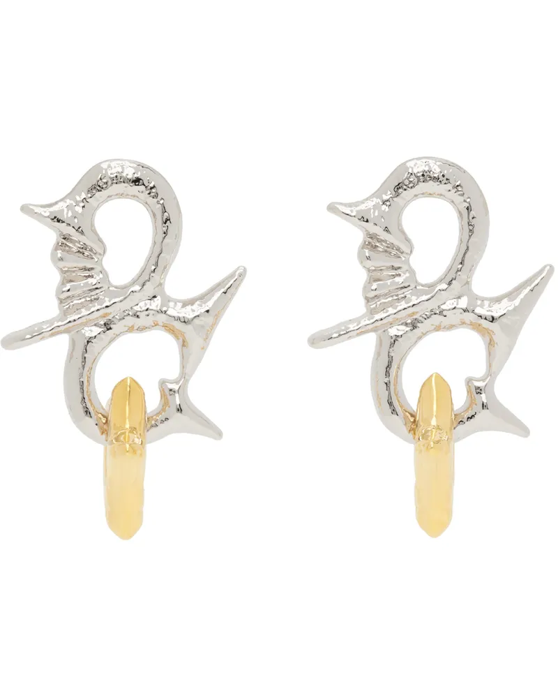 CHOPOVA LOWENA Silver & Gold Entwined Star Earrings Multi