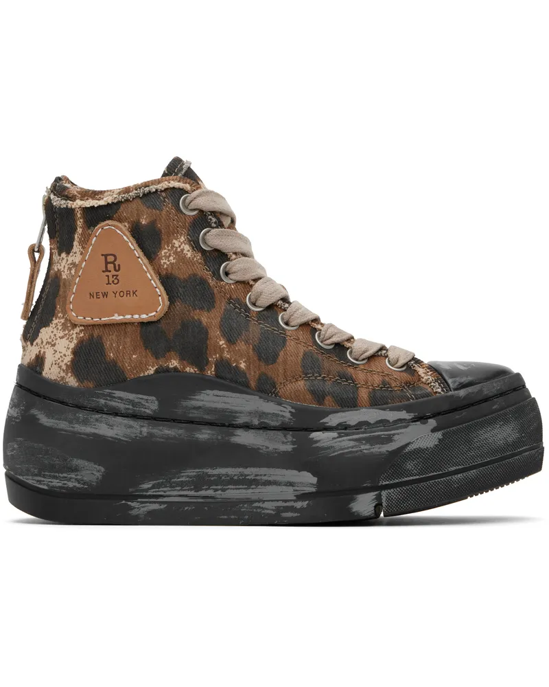 R13 Brown & Black Kurt High Top Sneakers Brown