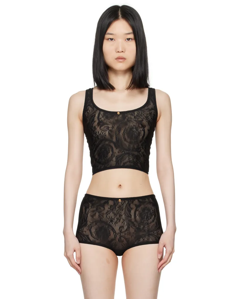 Versace Black Sheer Tank Top 1b000-black