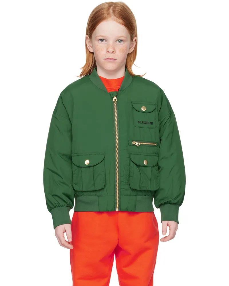 Mini Rodini Kids Green Baseball Jacket Green