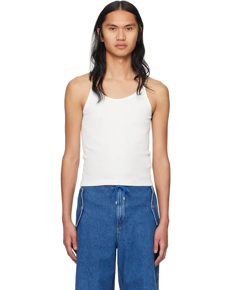 Dion Lee White Wire Strap Tank Top Ivory