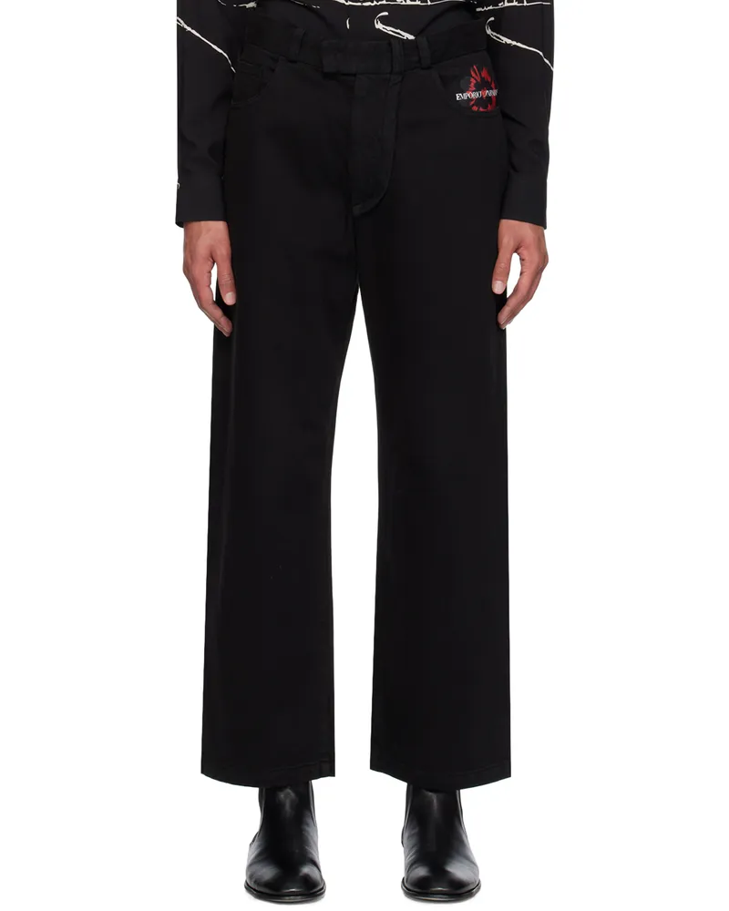 Emporio Armani Black Bonded Jeans Nero
