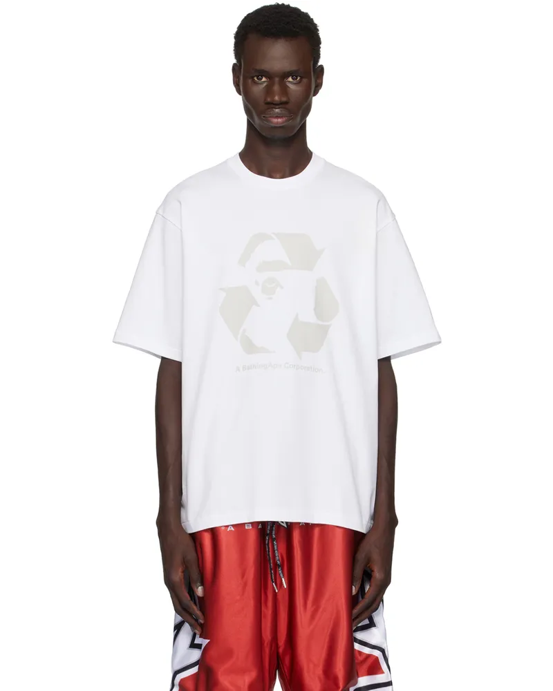 BAPE White Recycle Motif Relaxed Fit T-shirt White