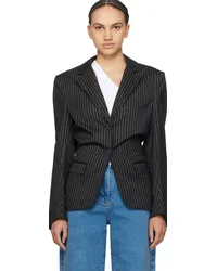 ROTATE Birger Christensen Black Striped Blazer Black