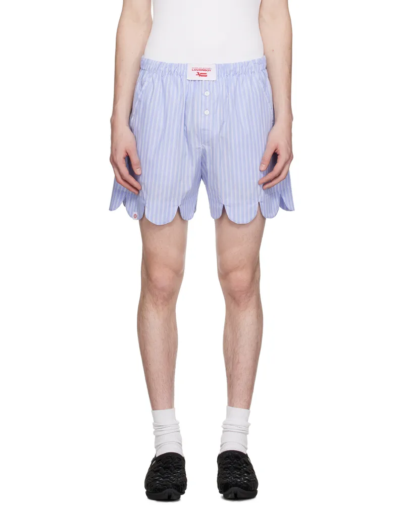 Charles Jeffrey Loverboy Blue Scalloped Boxer Shorts Blue