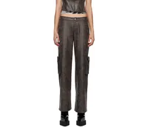Brown Elias Faux-Leather Trousers