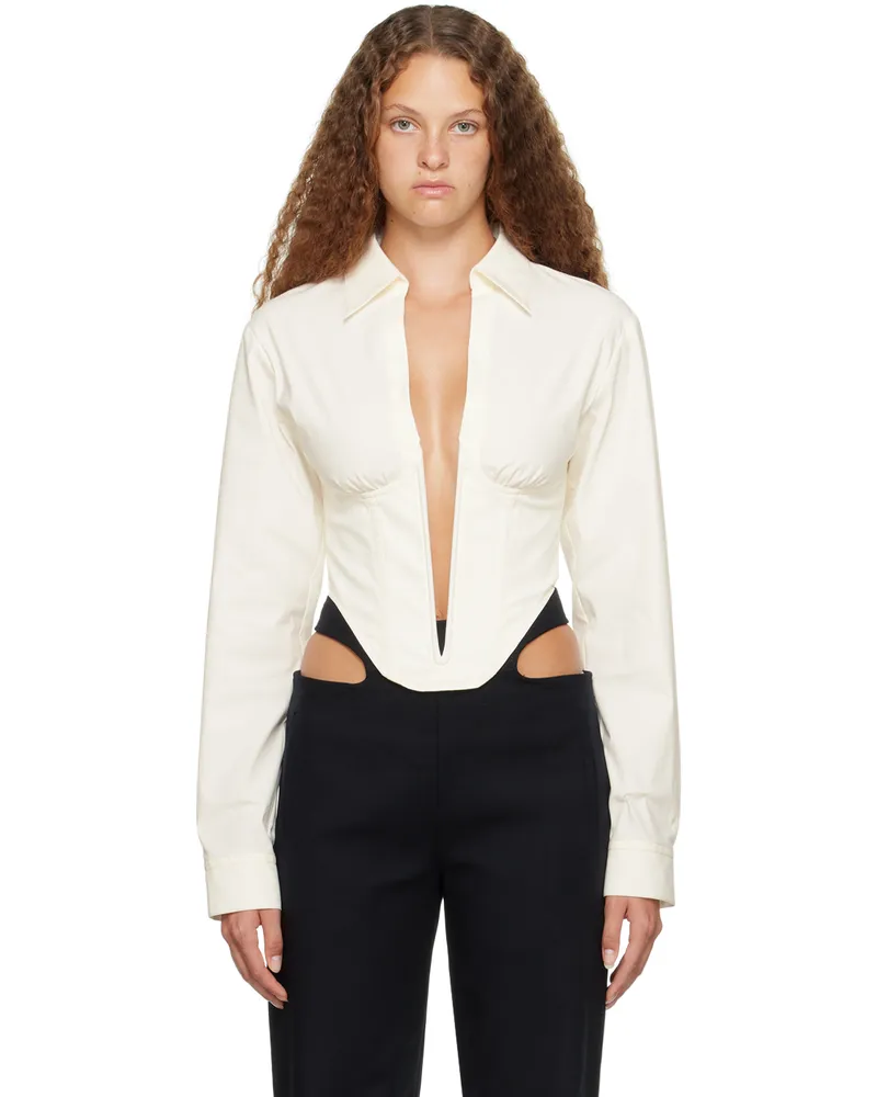 Dion Lee White V-Wire Corset Shirt Ivory