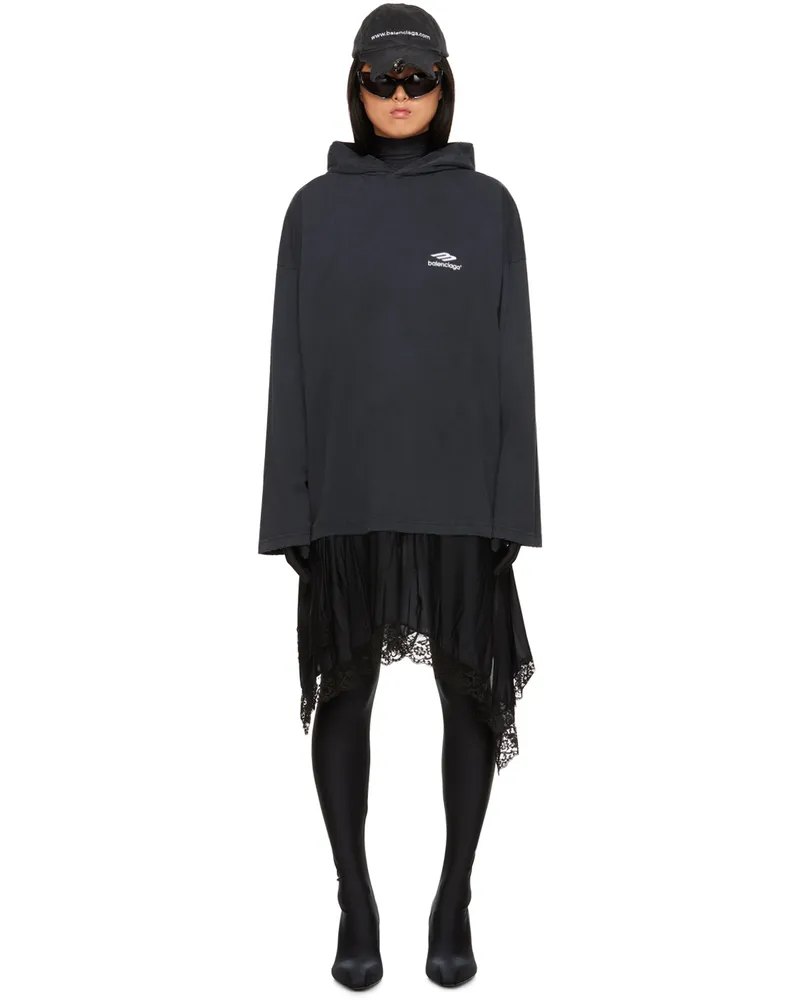 Balenciaga Black Hooded Midi Dress 1569