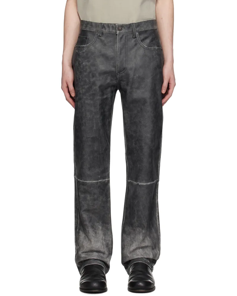 KUSIKOHC Black Faded Leather Pants Black