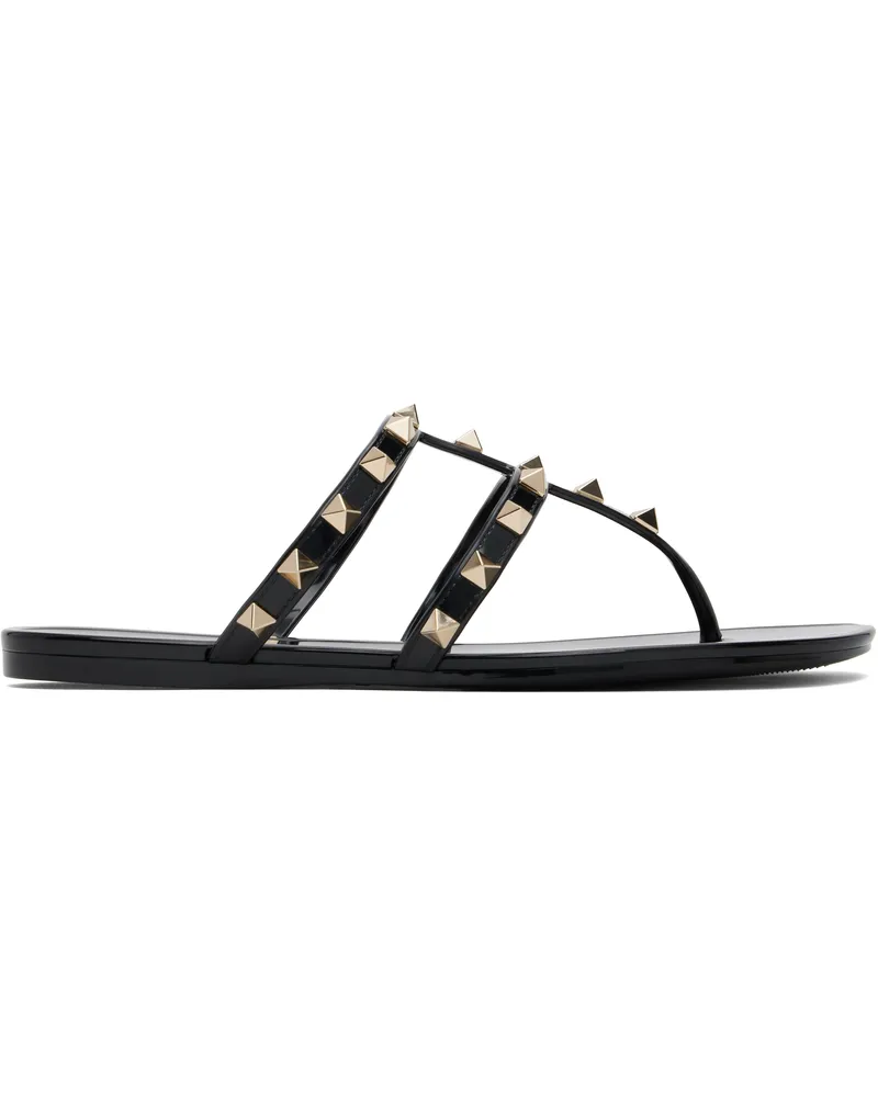 Valentino Garavani Black Summer Rockstud Sandals 0no